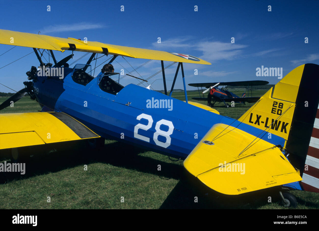 Ancien entraîneur américain Boeing biplan Stearman PT-17 Kaydet / modèle 75 Banque D'Images