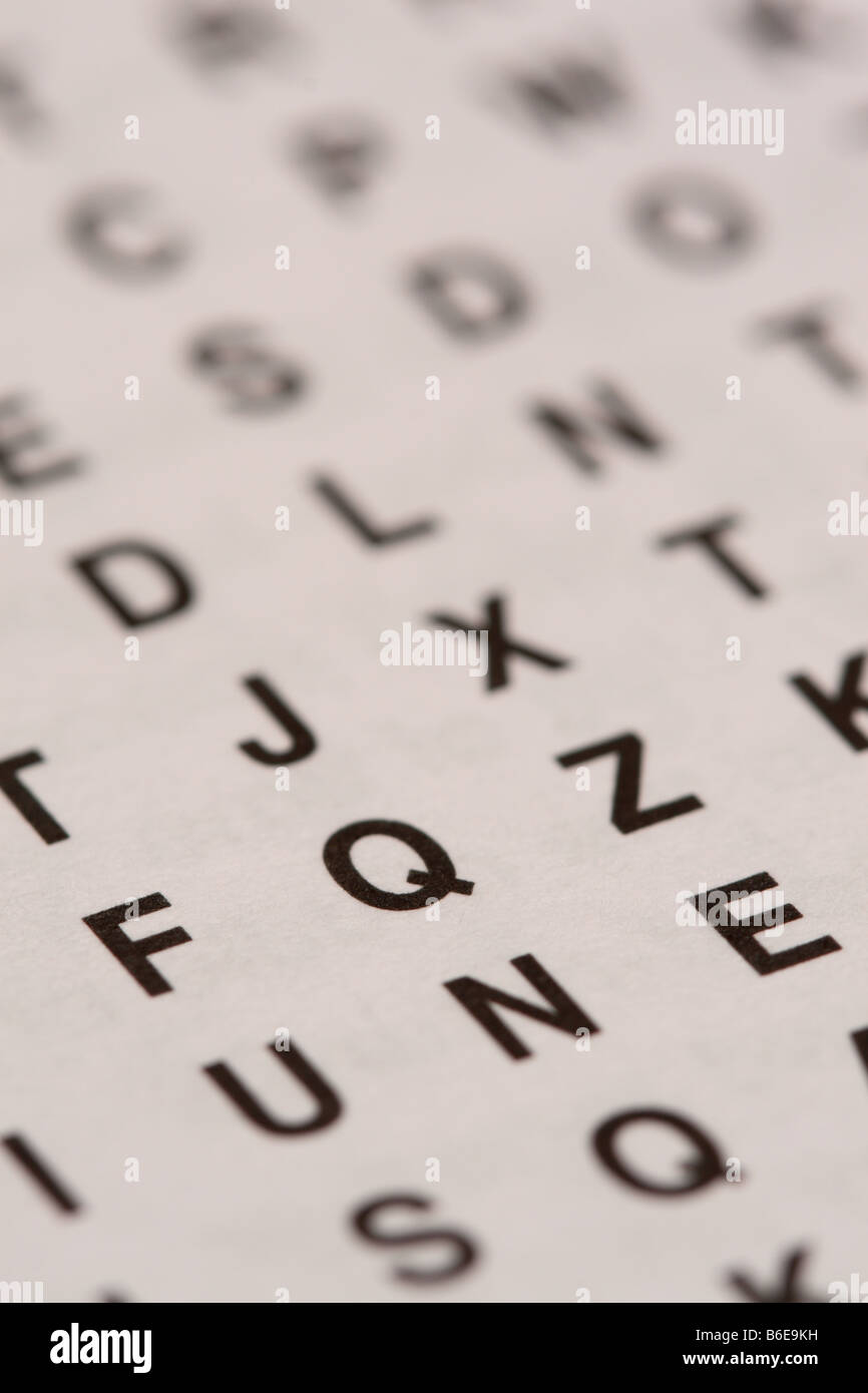 Lettres alphabet lettre code de grille aléatoire Banque D'Images