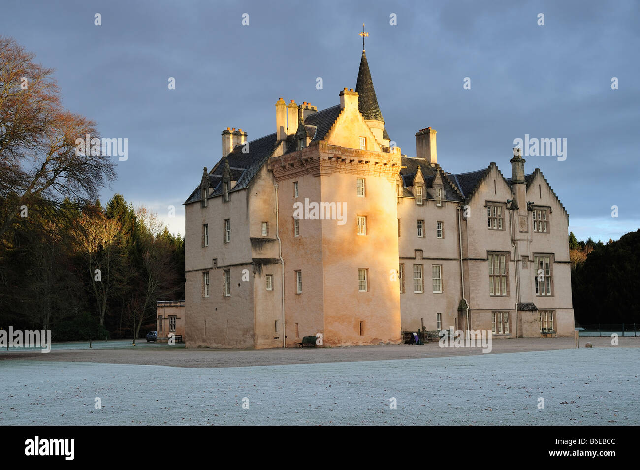 Brodie Castle National Trust for Scotland frost aube lumière Banque D'Images