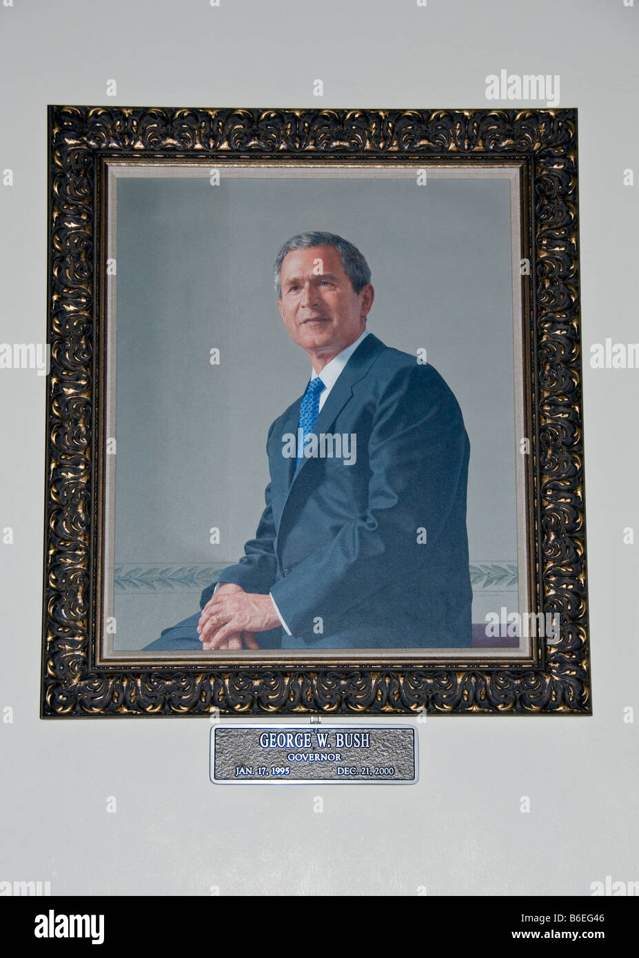 Le gouverneur du Texas George W. Bush portrait dans la rotonde du Capitole de l'État à Austin Banque D'Images