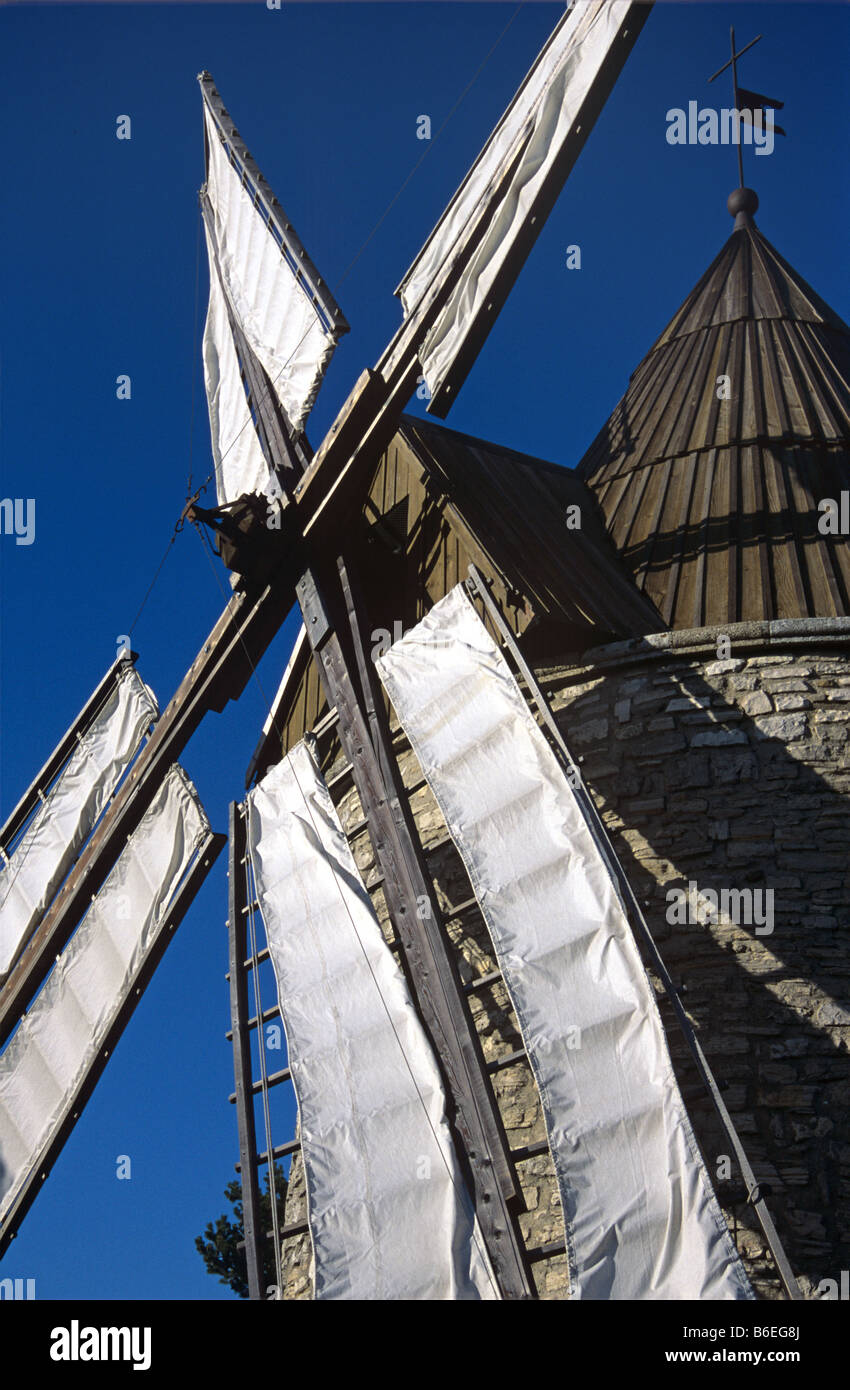 Voiles de pierre moulin à Montfuron, Luberon, Alpes de Haute-Provence, France Banque D'Images