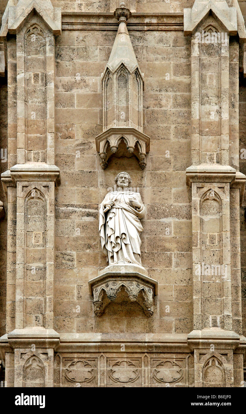 Sculpture sur le portail principal, La Seu Cathedral, Palma de Mallorca, Majorque, Îles Baléares, Espagne, Europe Banque D'Images