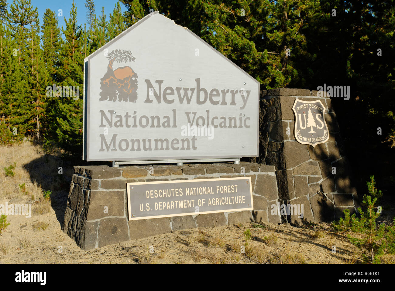 Entrée du Monument Volcanique National Newberry, Oregon, USA Banque D'Images