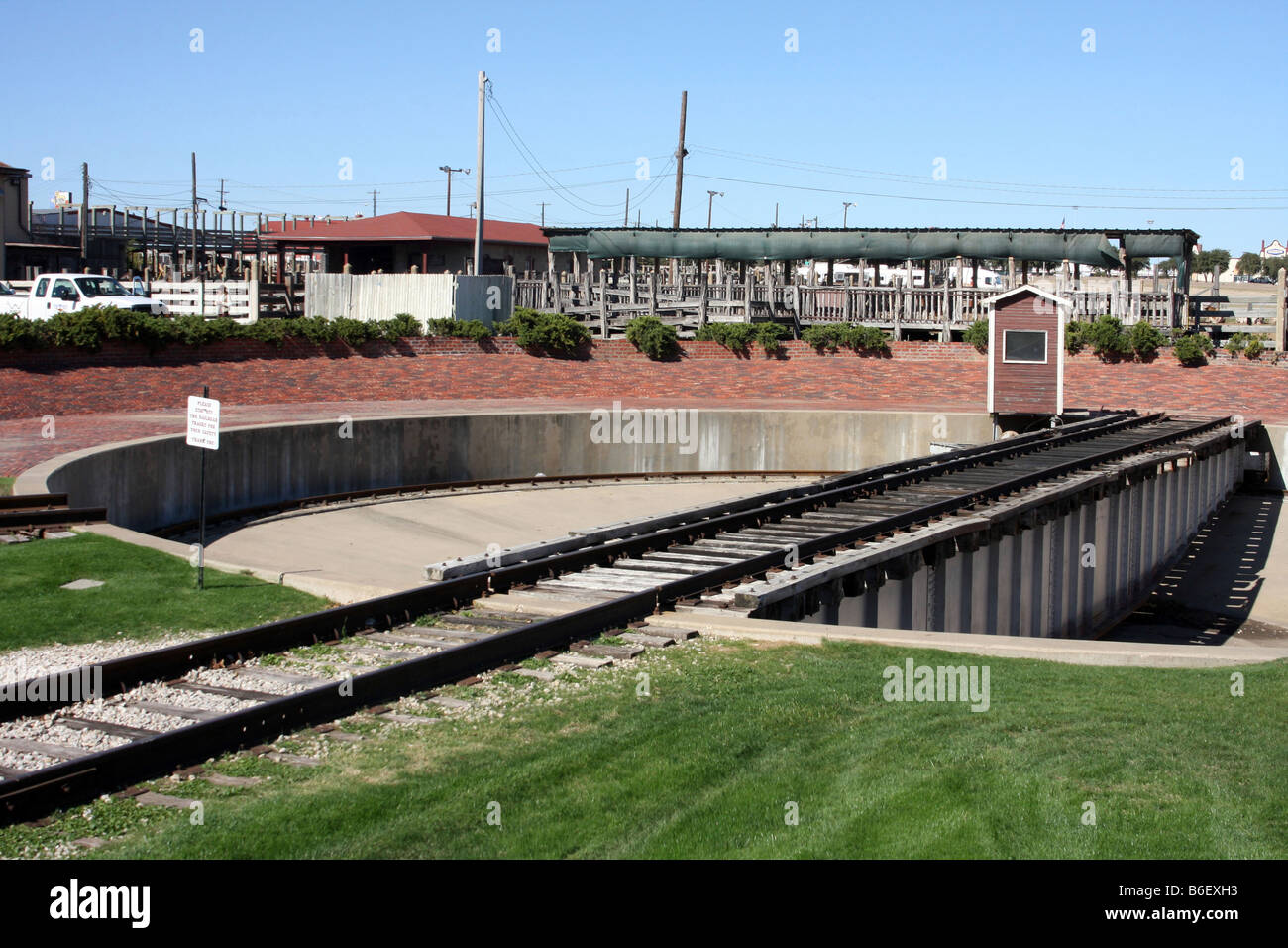 Les délais d'un chemin de fer voie circle pour trains à la gare de Stockyards de Fort Worth au Texas Banque D'Images