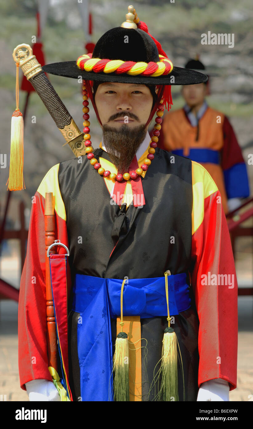Membre de la garde impériale de la Corée à l'Gyeongbokgung Palace à Séoul, Corée du Sud, Seoul Banque D'Images