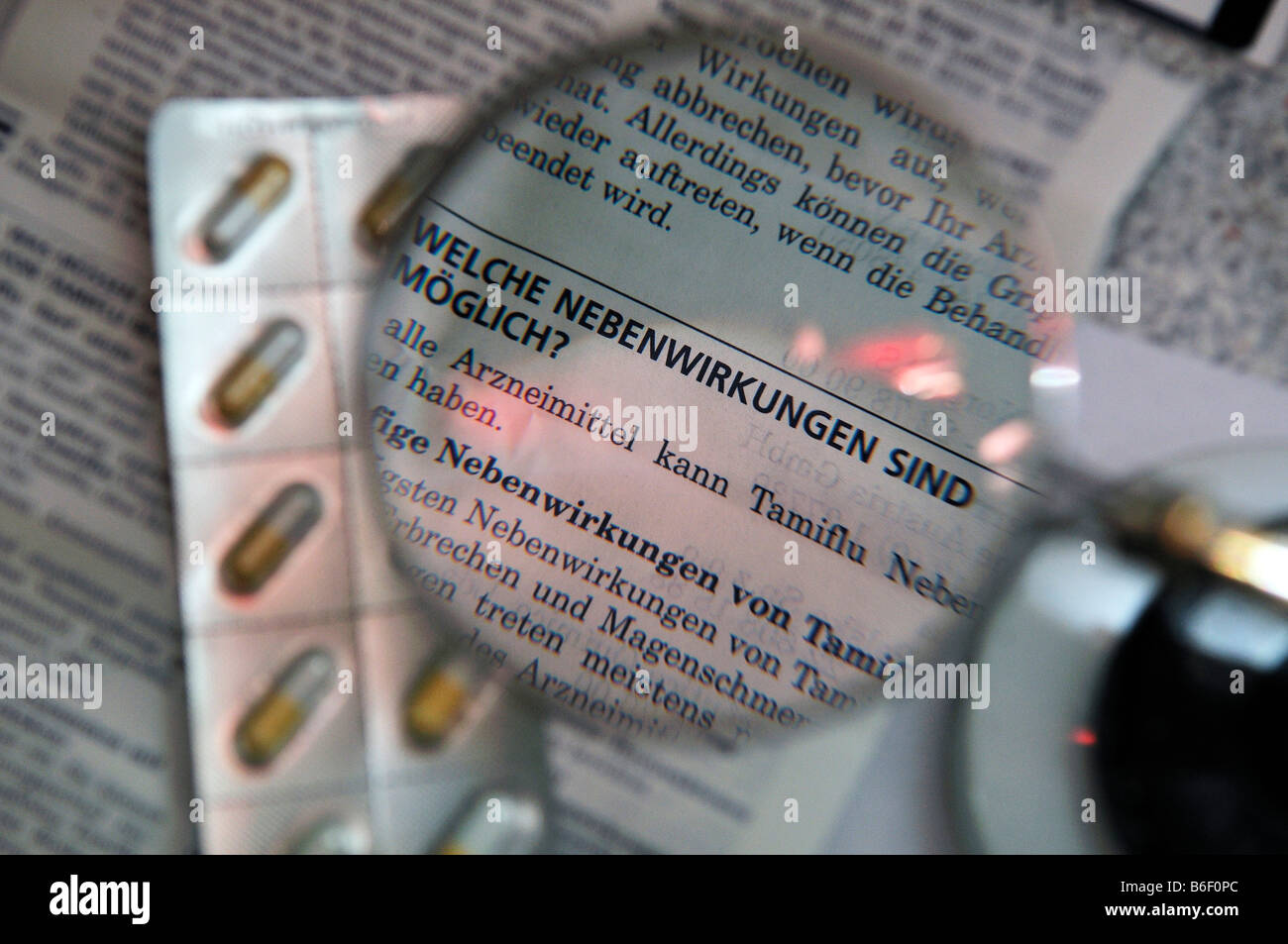 Photo symbolique, effets secondaires des médicaments, Tamiflu Banque D'Images