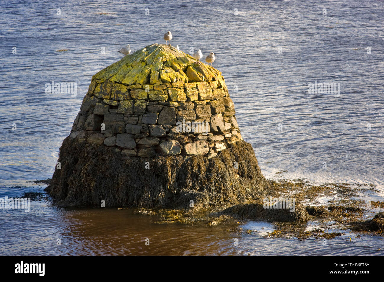 Une partie de la jetée à marée basse dans le port de Clifden, le Connemara, République d'Irlande Banque D'Images