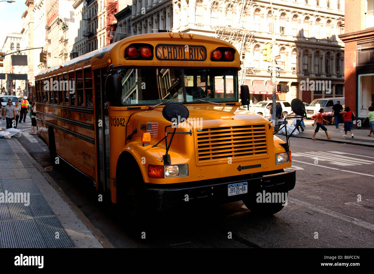 American school bus, New York City, USA Banque D'Images