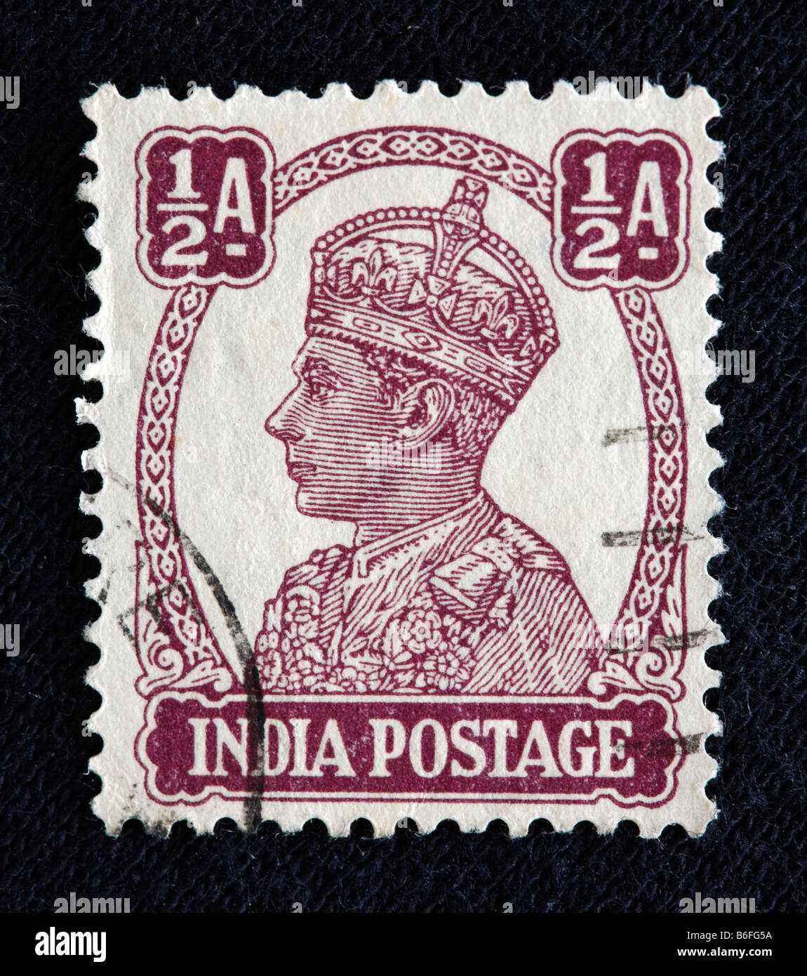 Le roi George VI du Royaume-Uni (1936-1952), timbre-poste, Inde Banque D'Images