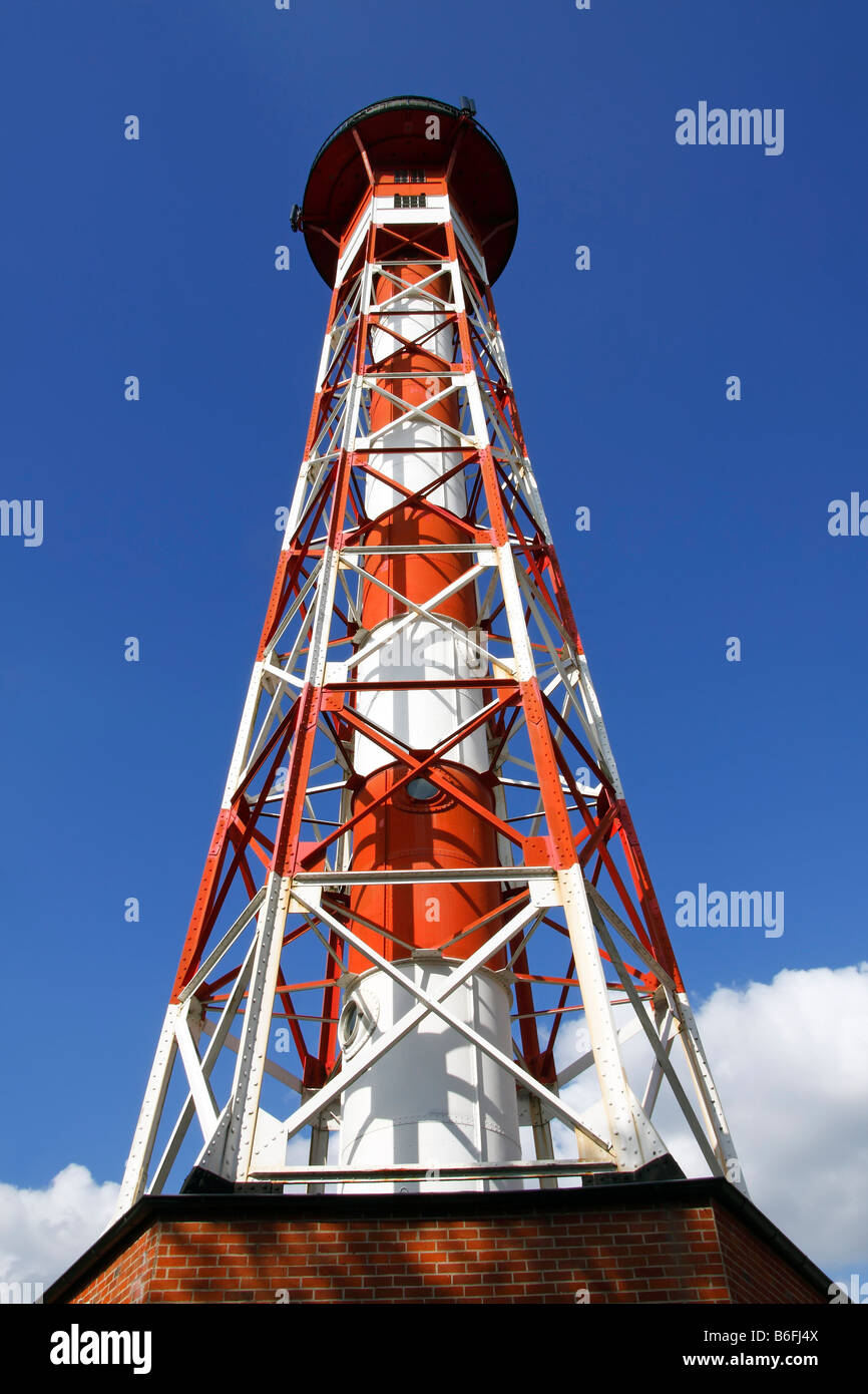 Phare historique Oberfeuer dans Gruenendeich, sur l'Elbe, Altes Land area, Basse-Saxe, Allemagne, Europe Banque D'Images