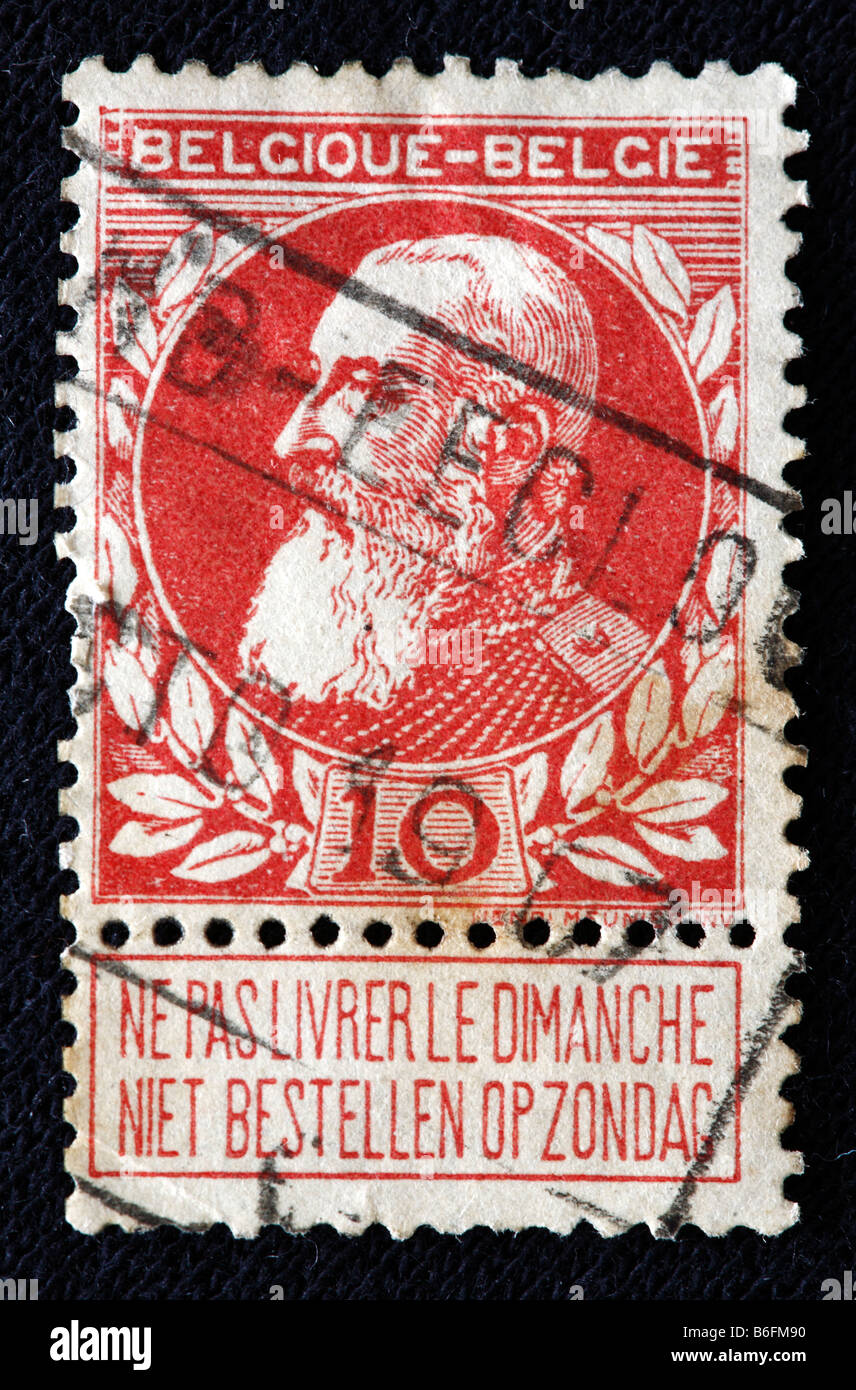 Le Roi Léopold II de Belgique (1865-1909), timbre-poste, Belgique Banque D'Images