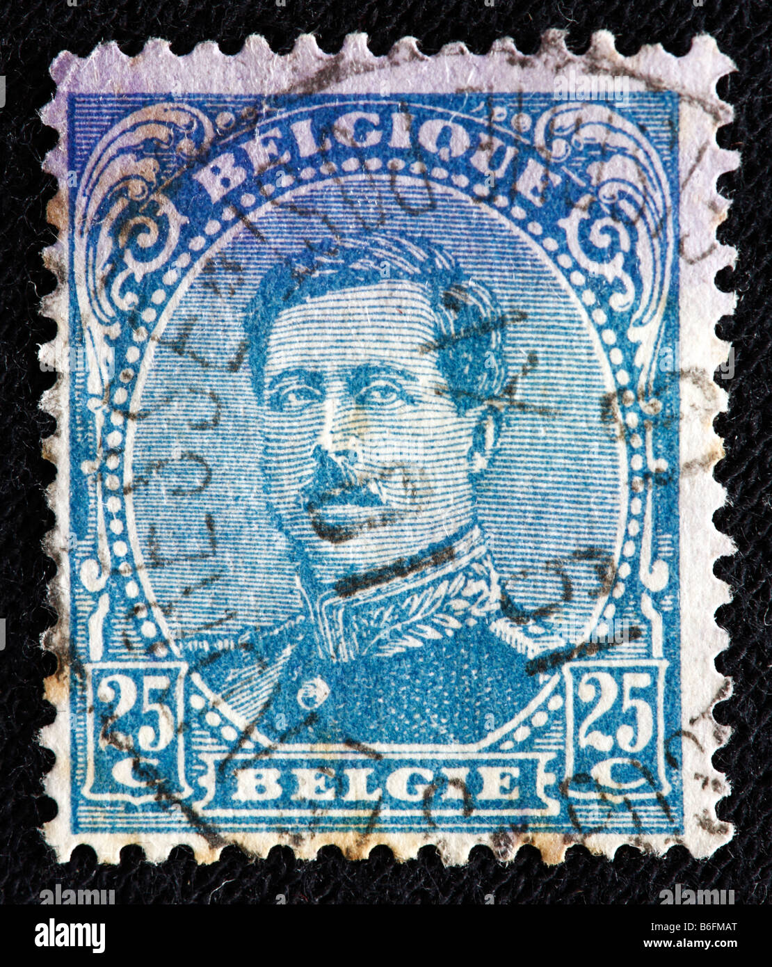 Le Roi Albert Ier de Belgique (1909-1934), timbre-poste, Belgique Banque D'Images