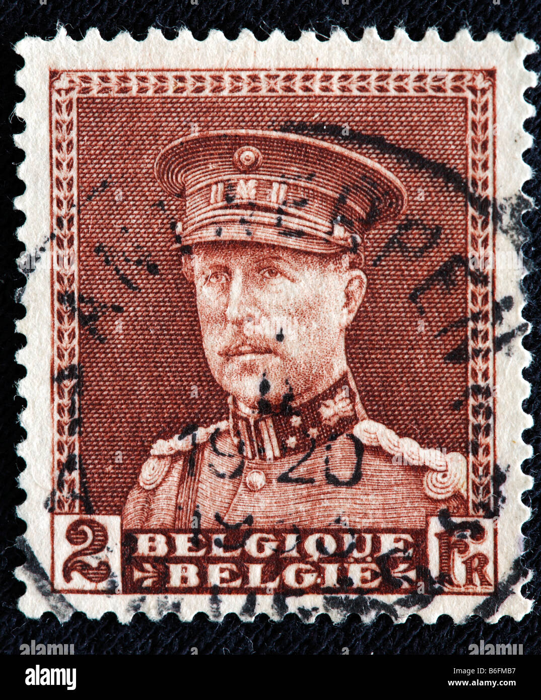 Le Roi Albert Ier de Belgique (1909-1934), timbre-poste, Belgique Banque D'Images