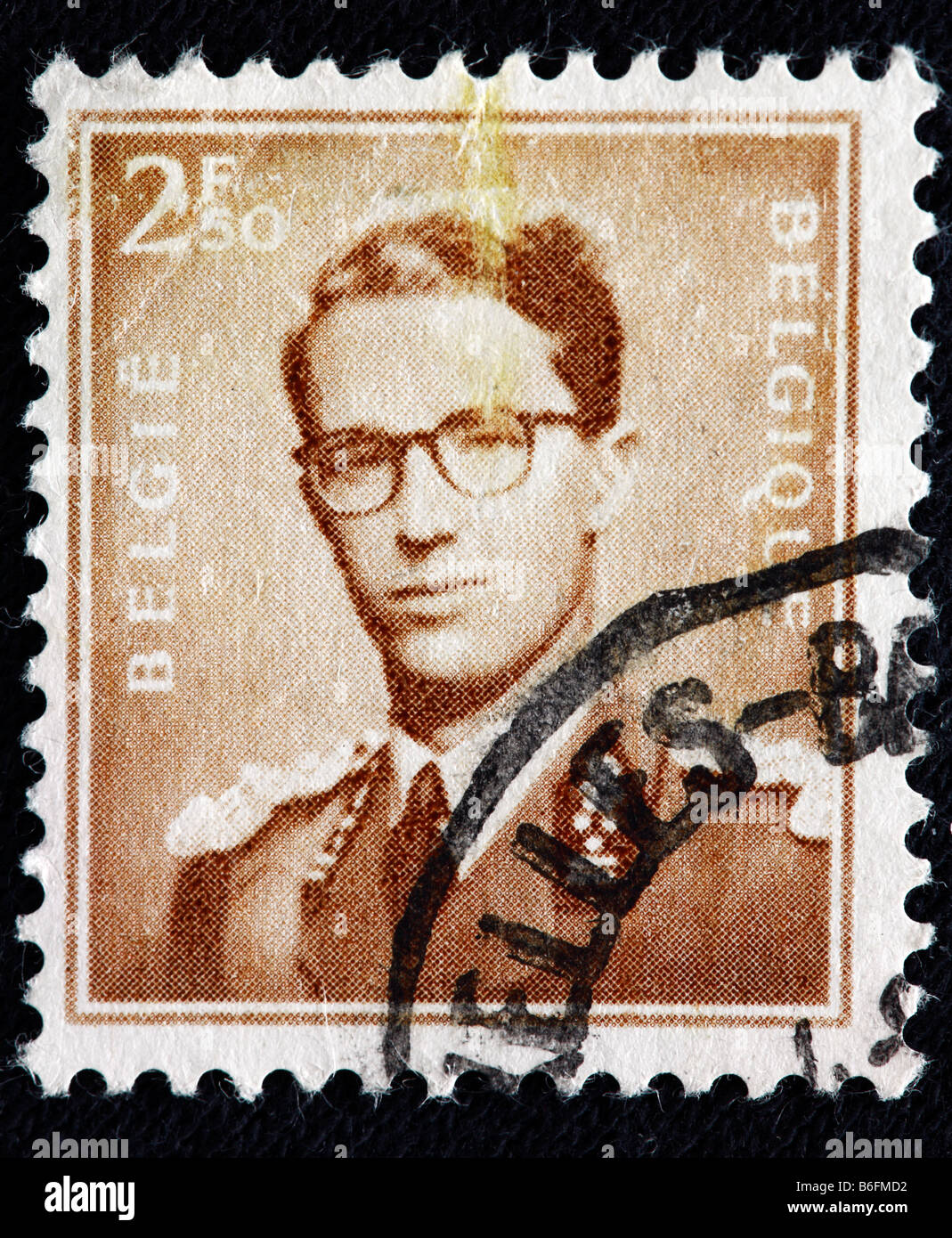 Je Roi Baudouin (Boudewijn) de la Belgique (1951-1993), timbre-poste, Belgique Banque D'Images