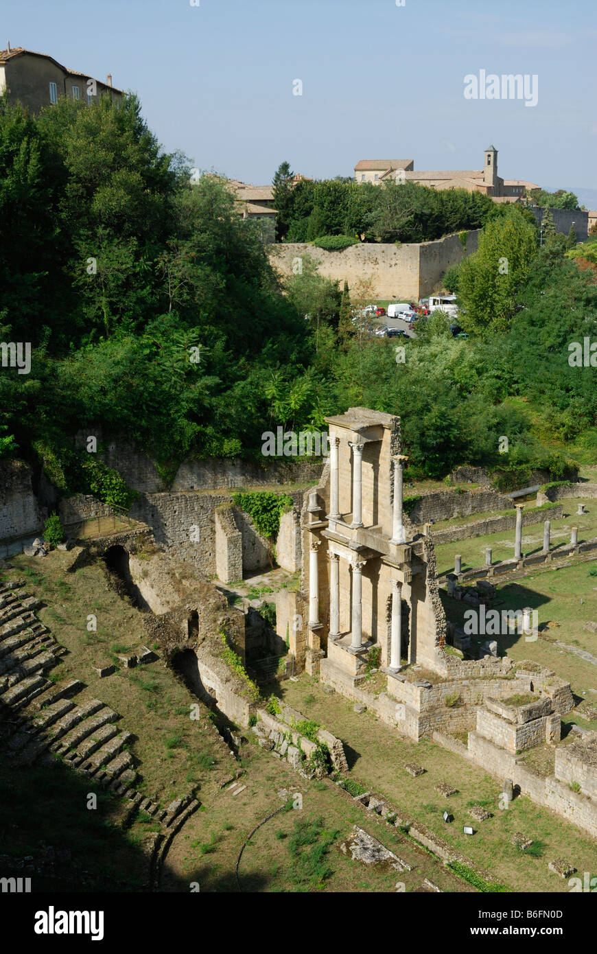 Volterra Toscane Italie 1C ruines amphithéâtre romain de la C.-B. Banque D'Images