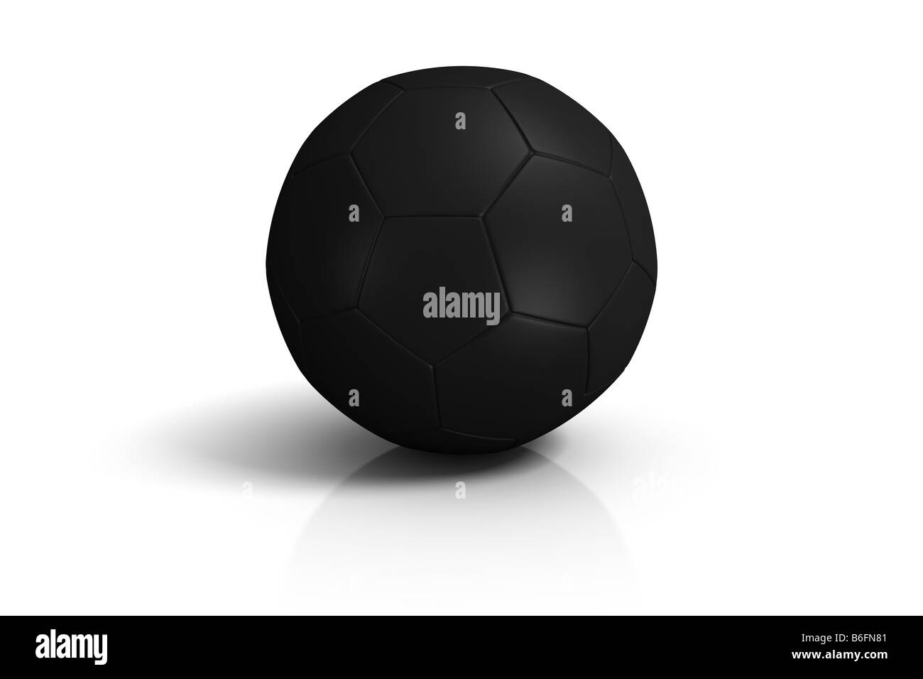Ballon de soccer en noir sur fond blanc Banque D'Images