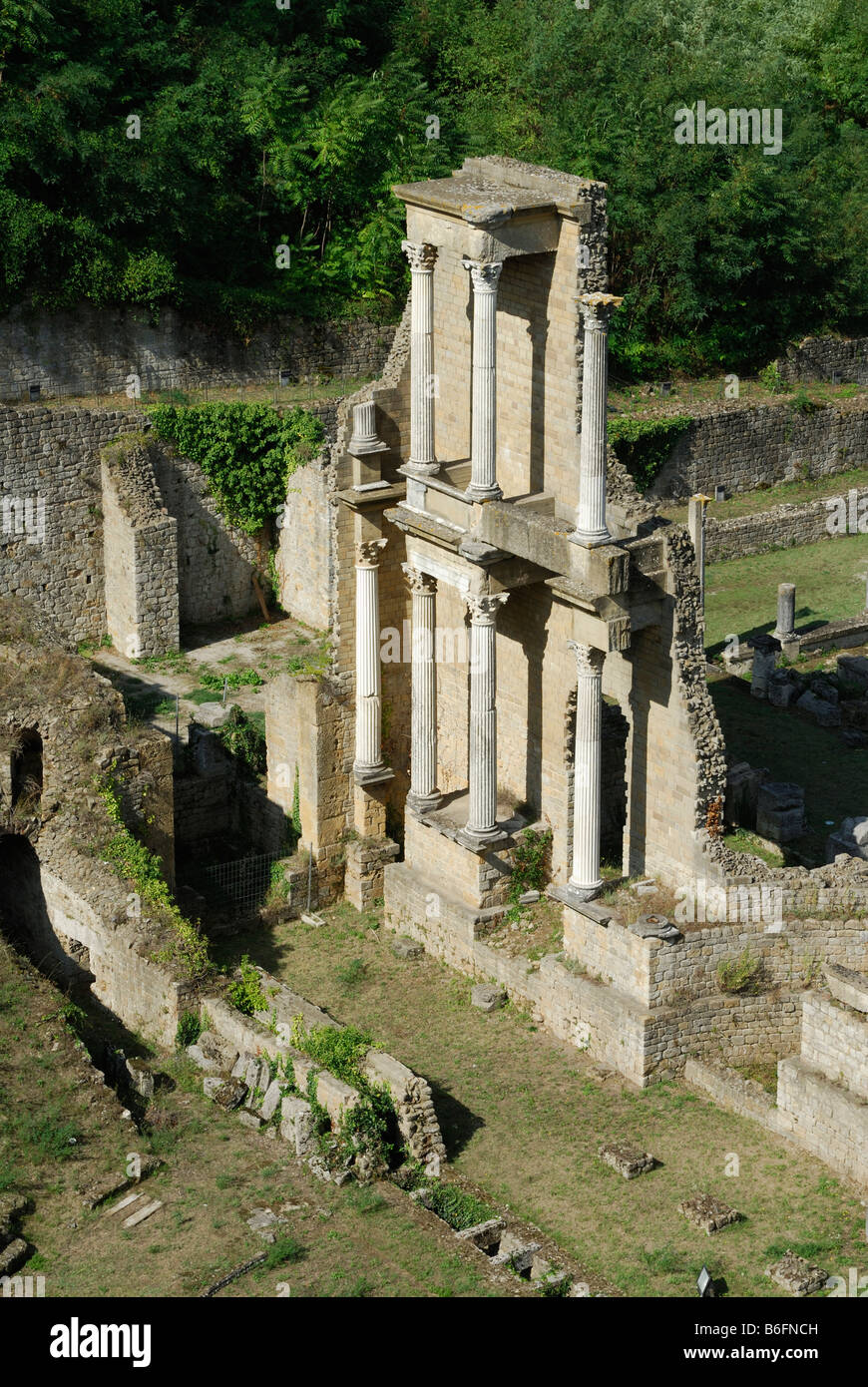 Volterra Toscane Italie 1C ruines amphithéâtre romain de la C.-B. Banque D'Images