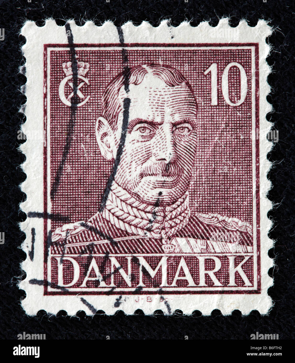 Christian X, roi du Danemark et l'Islande (1912-1947), timbre-poste, Danemark Banque D'Images