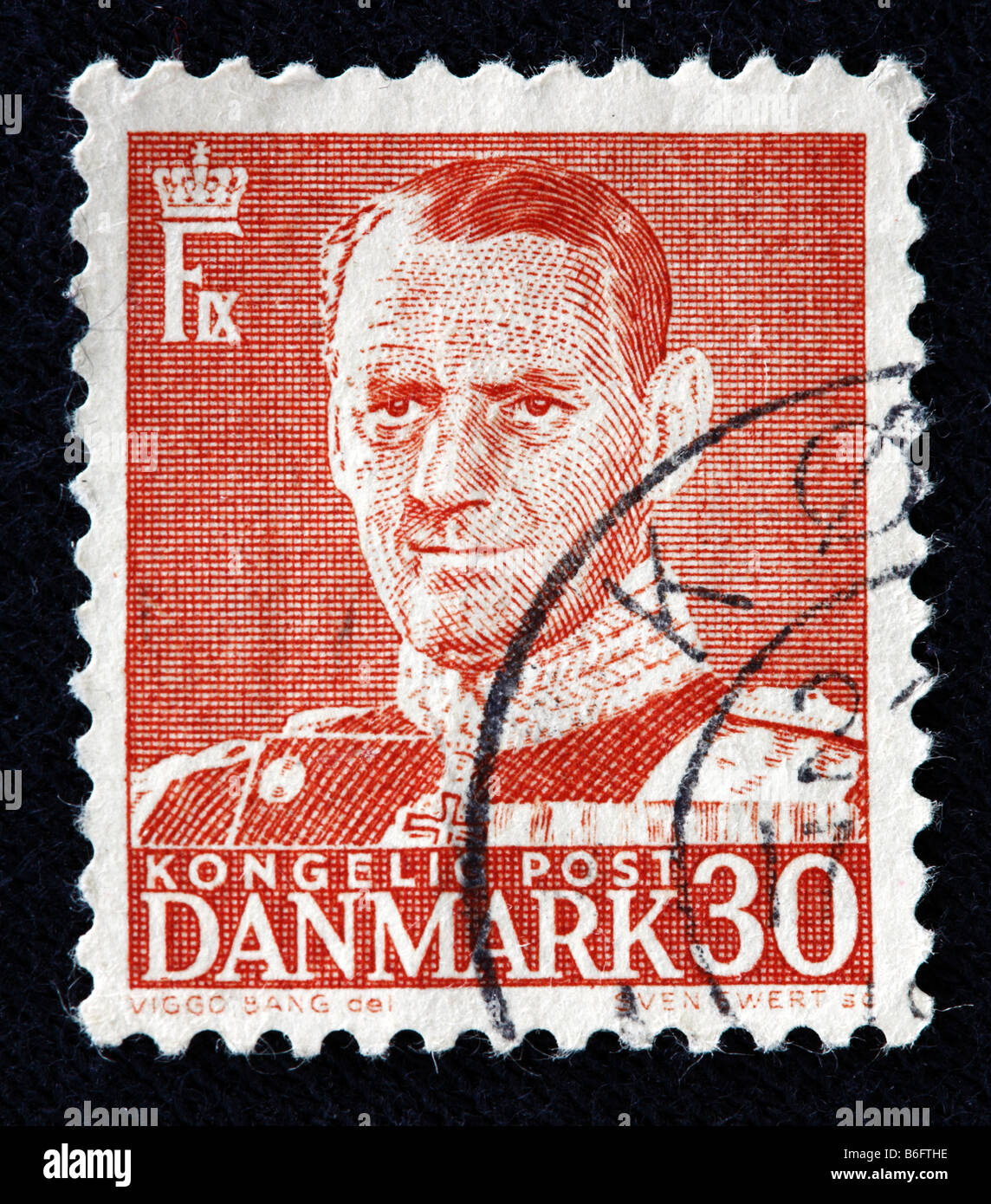 Frédéric IX, roi du Danemark et l'Islande (1947-1972), timbre-poste, Danemark Banque D'Images