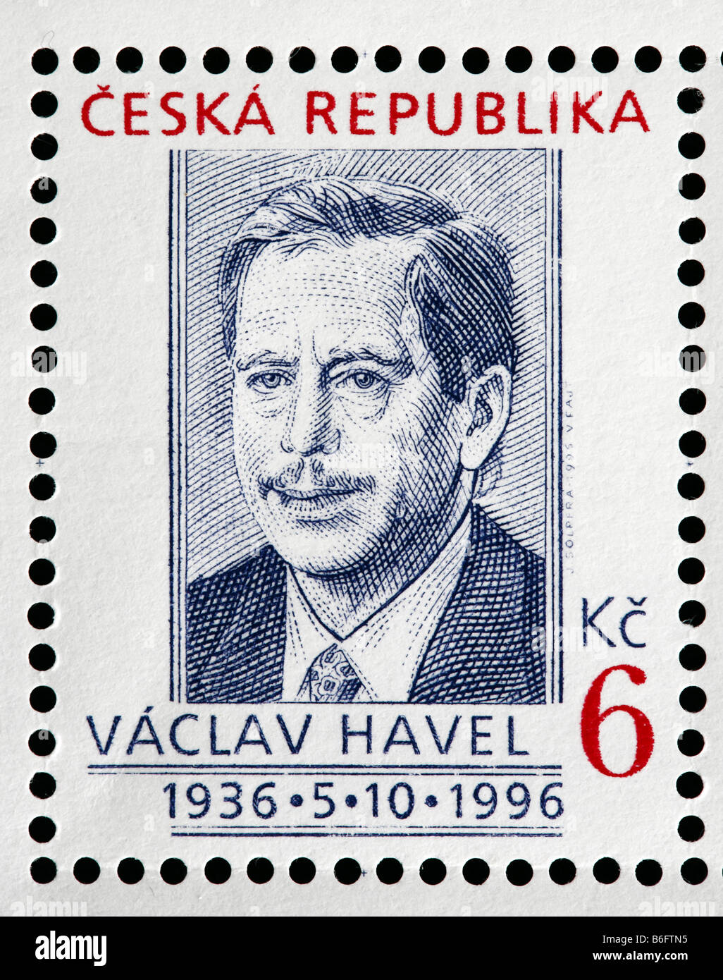 Vaclav Havel, Président de la République tchèque (1993-2003), timbre-poste, République Tchèque Banque D'Images