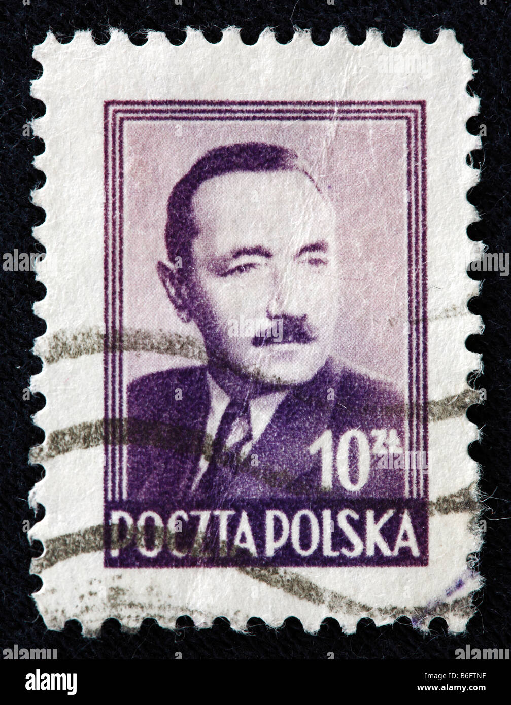 Boleslav Bierut, Président de la Pologne (1947-1952), timbre-poste, Pologne Banque D'Images