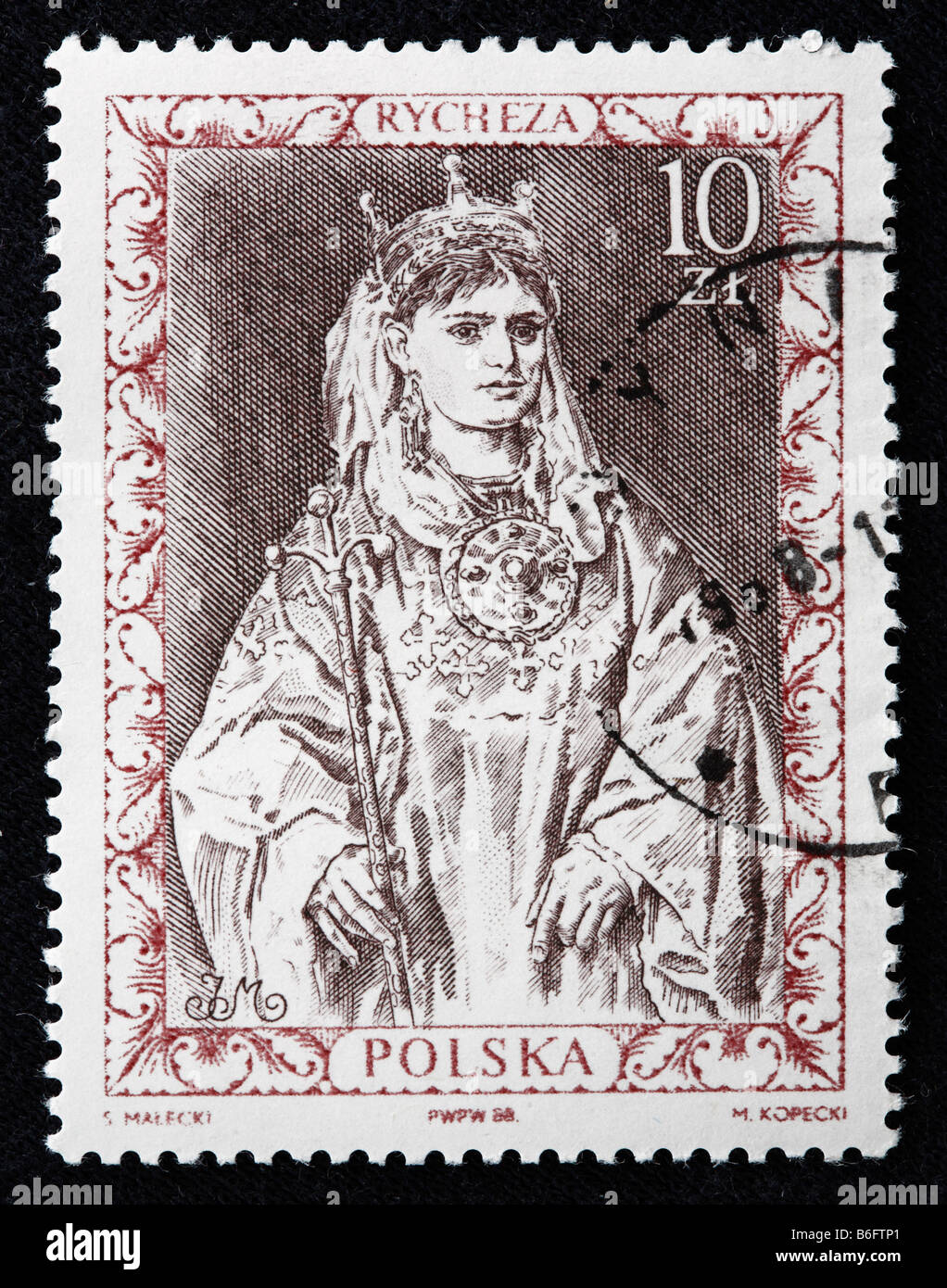 (Richensa Richeza) de la Lotharingie, Reine de Pologne, épouse de Mieszko II Lambert, roi de Pologne (1025-1034) d'affranchissement, stamp Banque D'Images