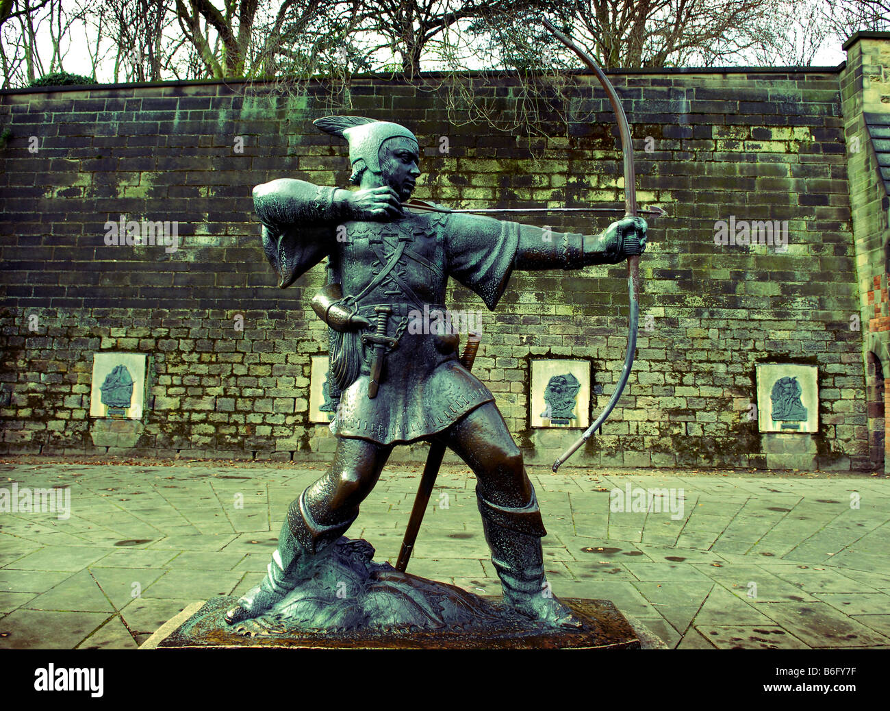 Statue de Robin des Bois, le château de Nottingham Banque D'Images