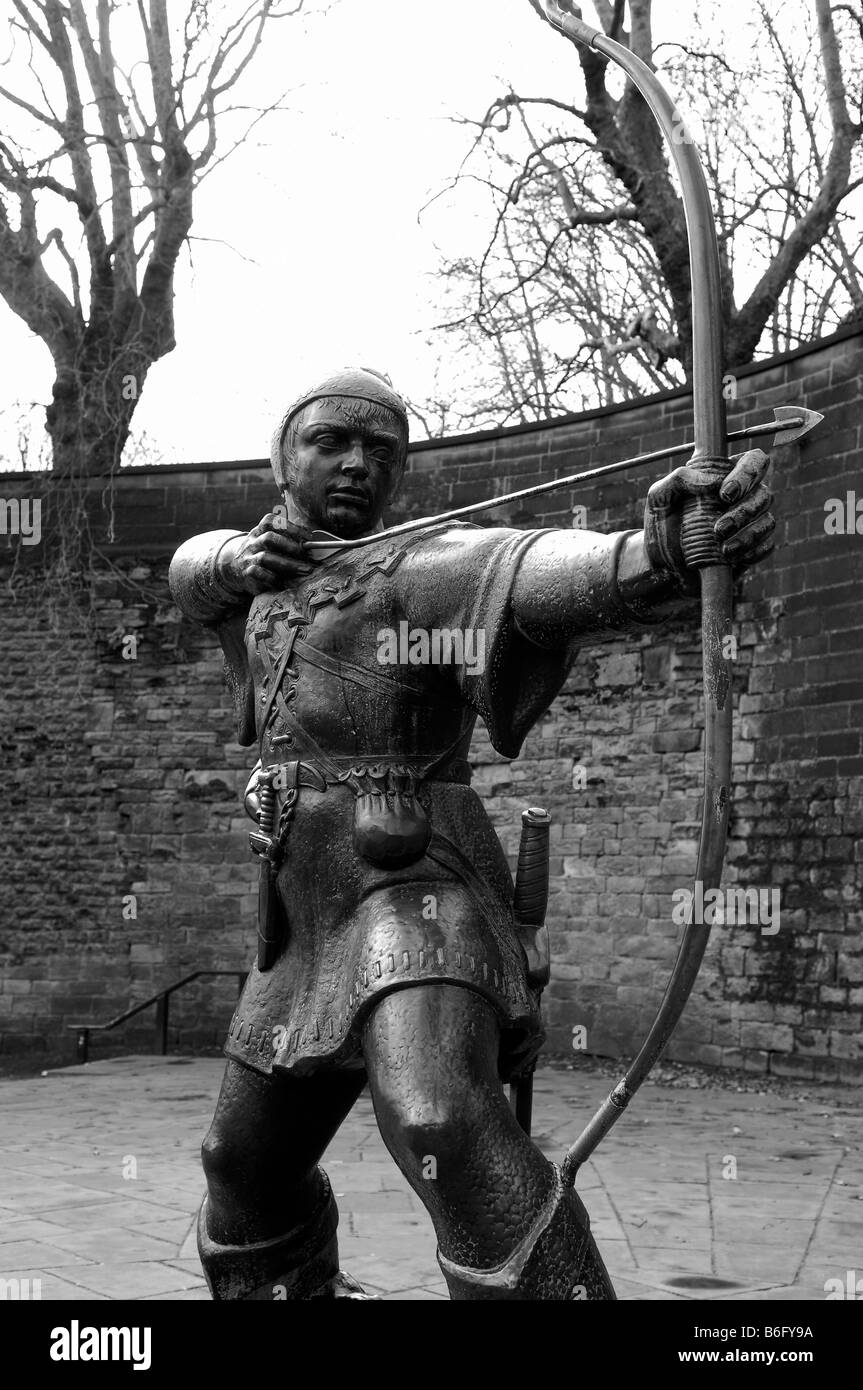 Statue de Robin des Bois, le château de Nottingham Banque D'Images Statue de Robin des Bois, le château de Nottingham Banque D'Images