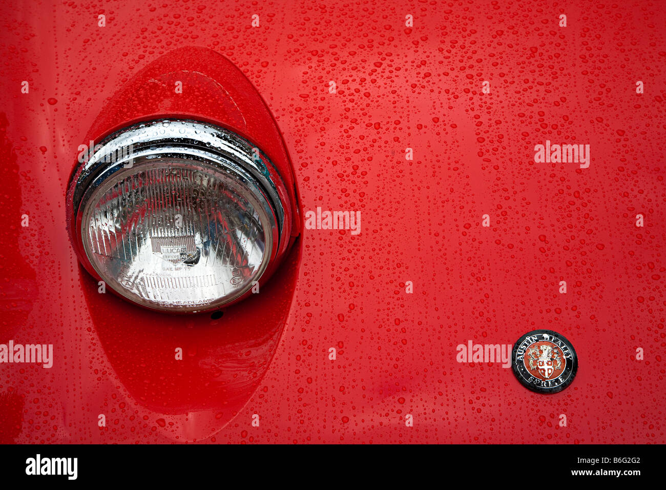 Phare de voiture et d'un insigne de Austin Healey Sprite classic car Banque D'Images