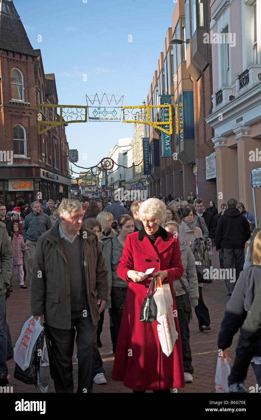 Ipswich Suffolk Angleterre shopping de Noël Banque D'Images