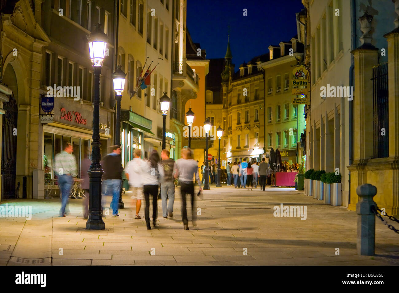 La vie nocturne dans la ville de Luxembourg, Luxembourg Banque D'Images