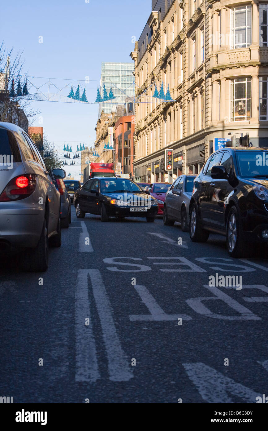 L'encombrement du trafic sur Deansgate Manchester Banque D'Images