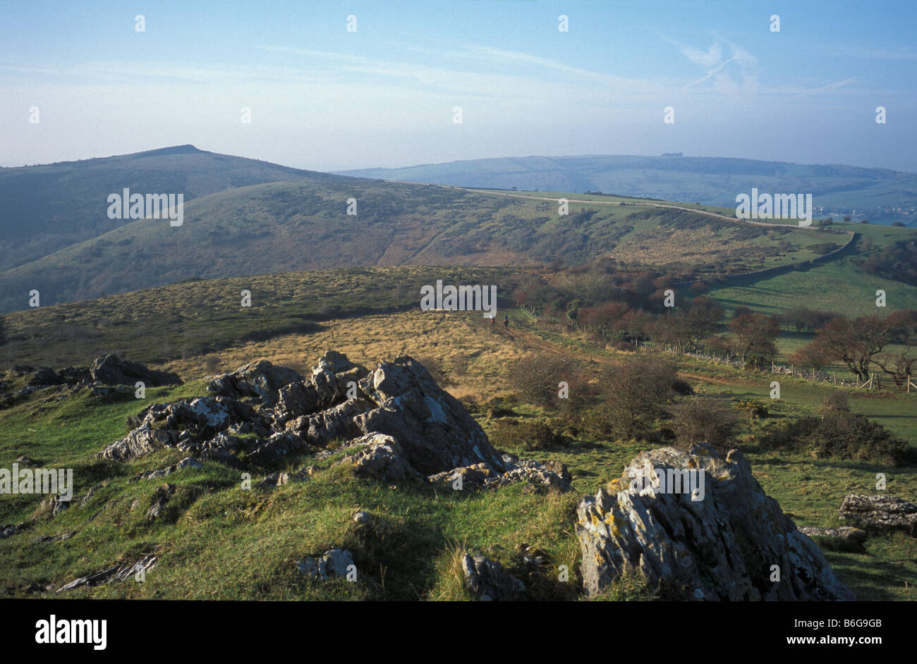 Les hésitants et Crook pic dans les collines de Mendip Somerset en Angleterre Banque D'Images
