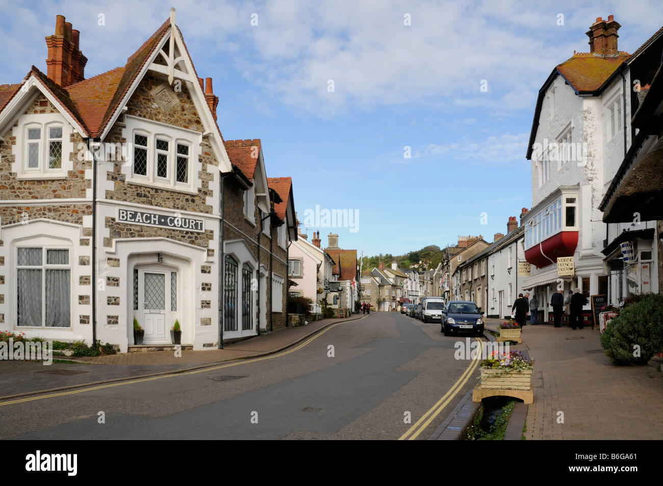 Scène de rue la bière sur la côte sud du Devon Banque D'Images