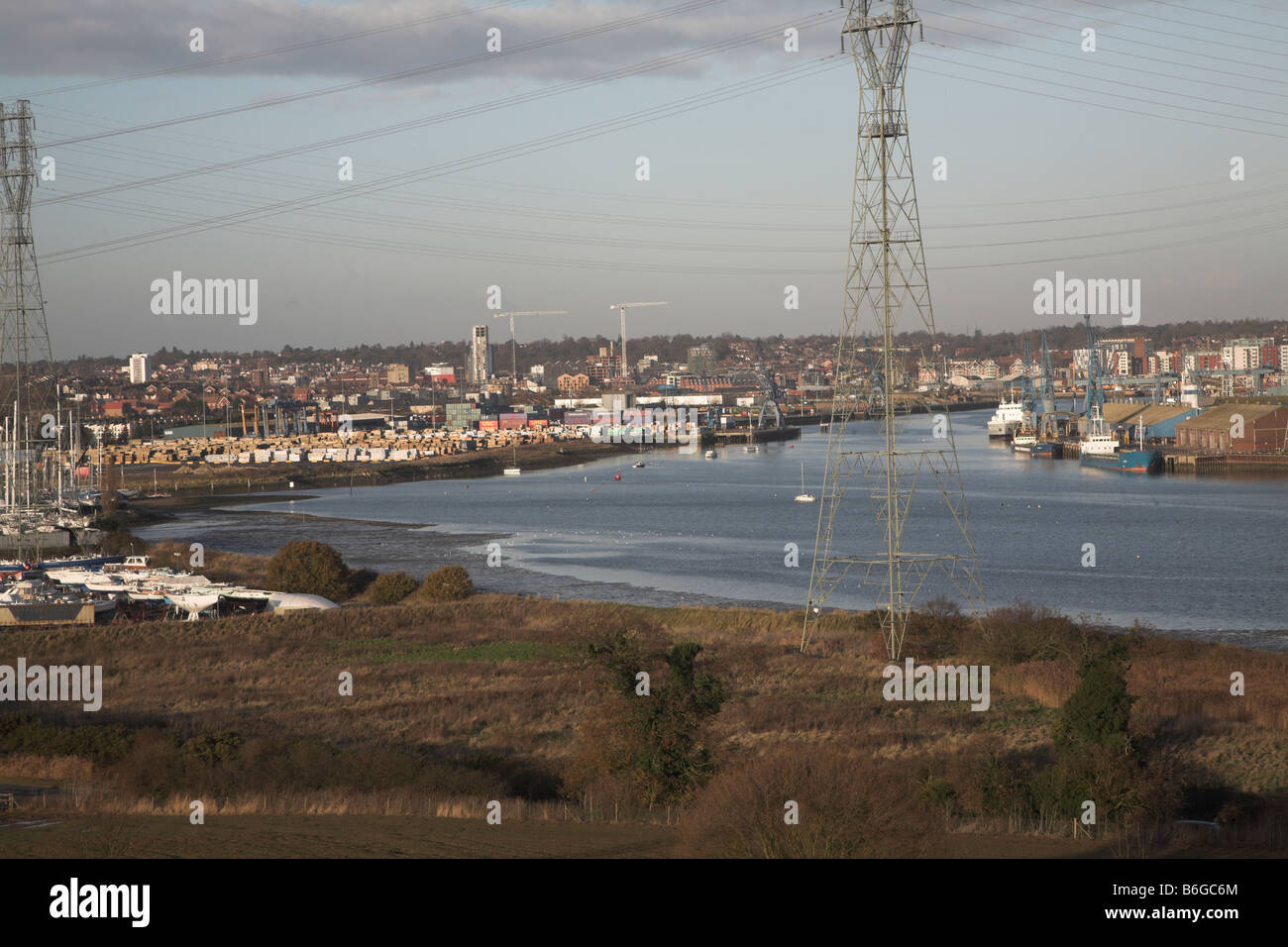 Les quais de la rivière Orwell Ipswich Suffolk Angleterre Banque D'Images