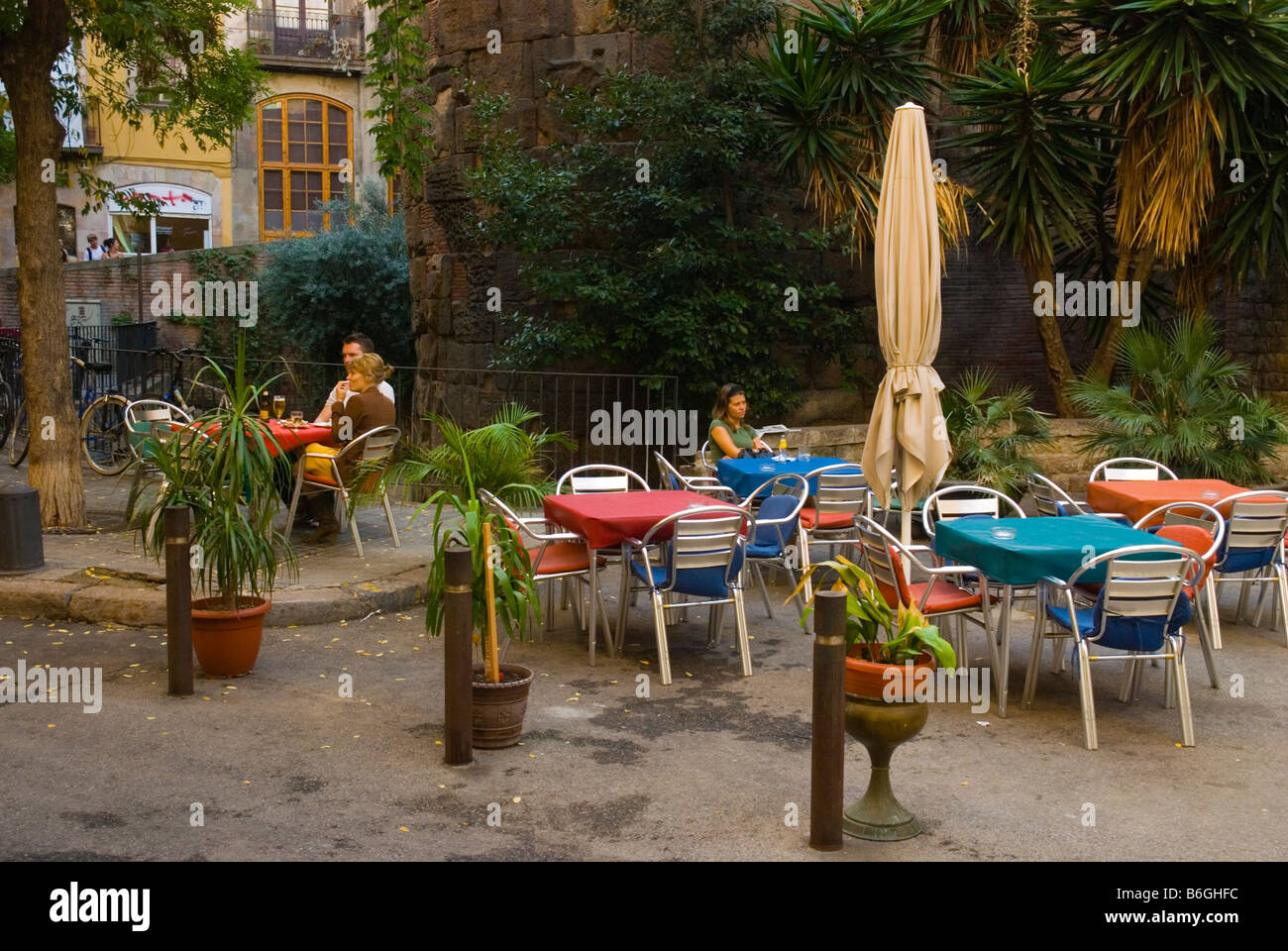 Terrasses de la région de La Ribera de Barcelone Espagne Europe Banque D'Images