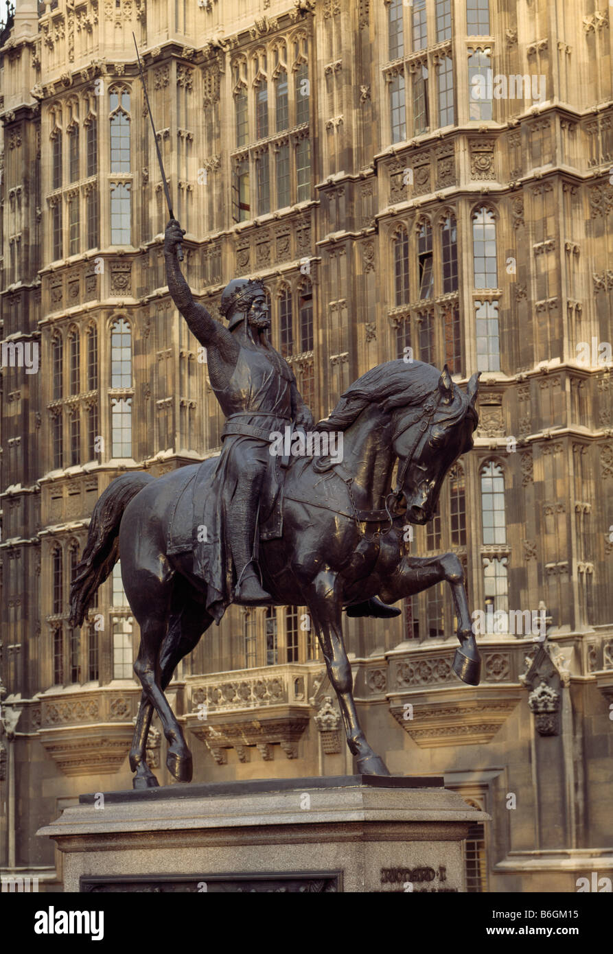 Richard I Lion statue , Westminster Banque D'Images