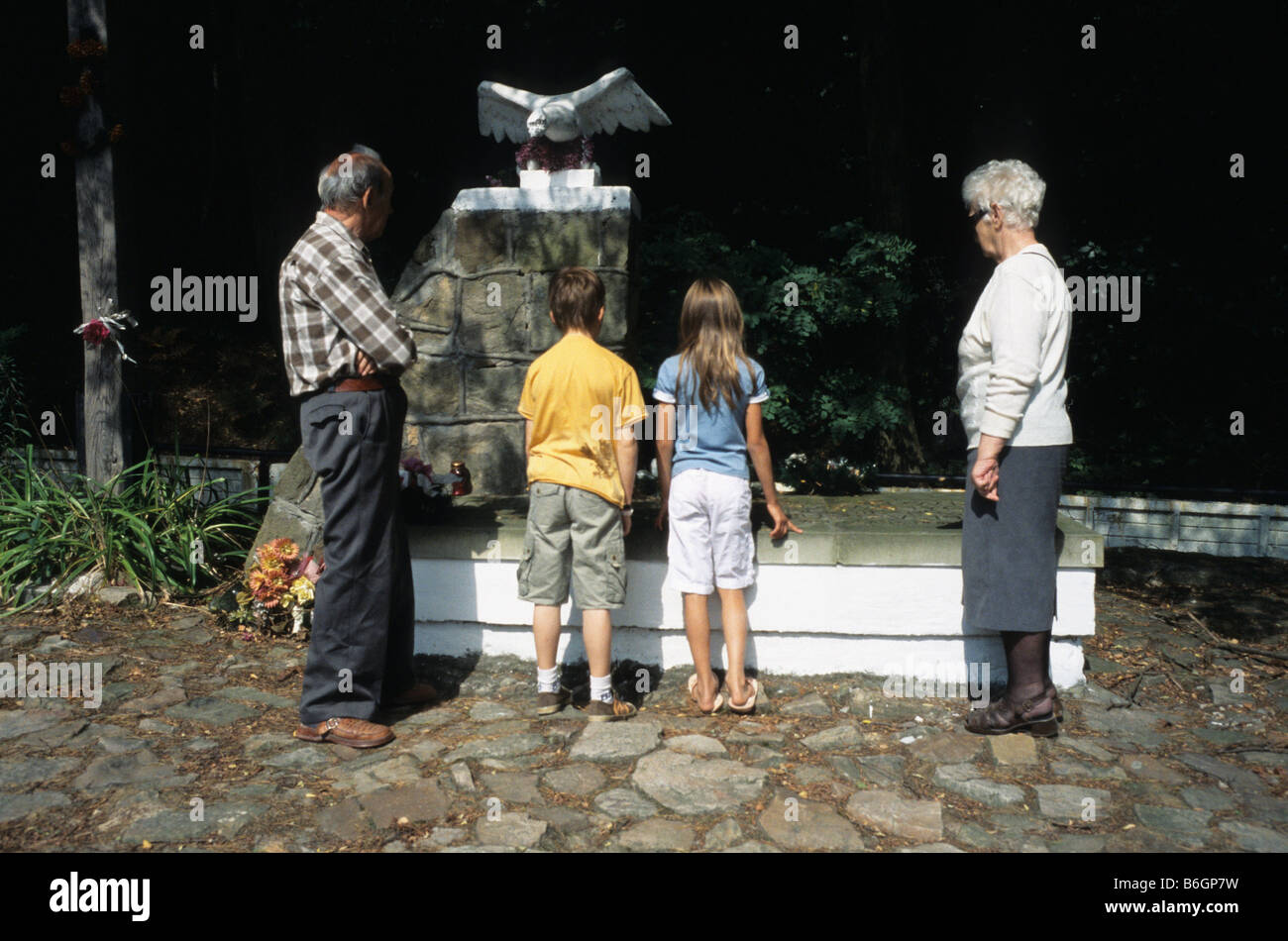 Pologne Psary Podlesie monuments cimetière Nazi genicide village Banque D'Images