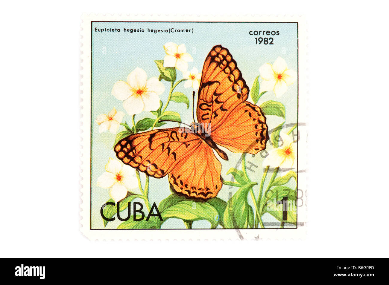Objet sur timbre cubain blanc Banque D'Images