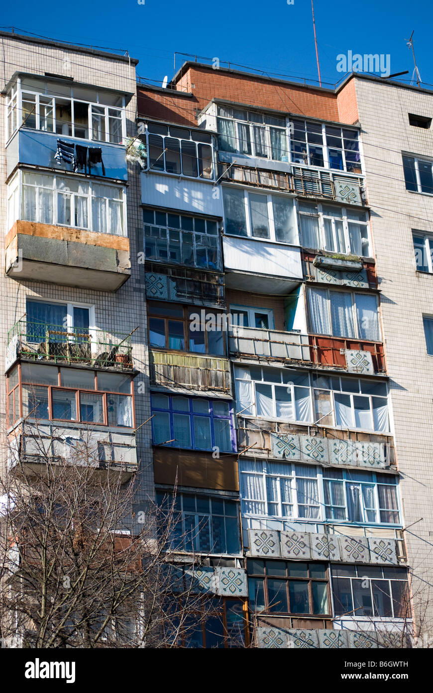 Appartement dans immeuble typique Chmielnicki, Ukraine Banque D'Images