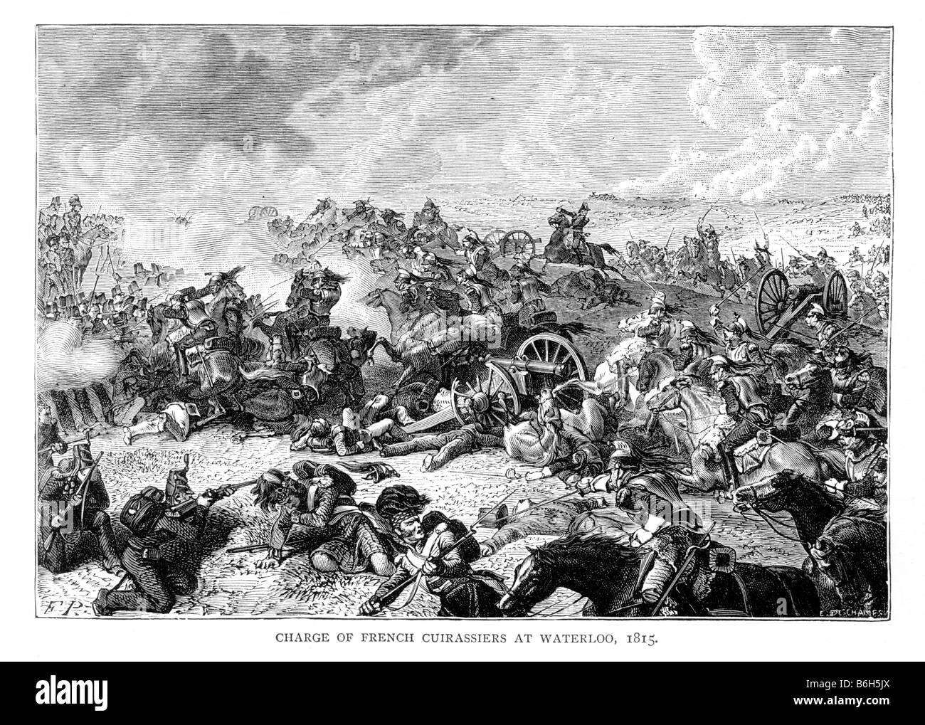 Cuirassiers français responsable de la lors de la bataille de Waterloo 1815 19ème siècle Illustration Banque D'Images