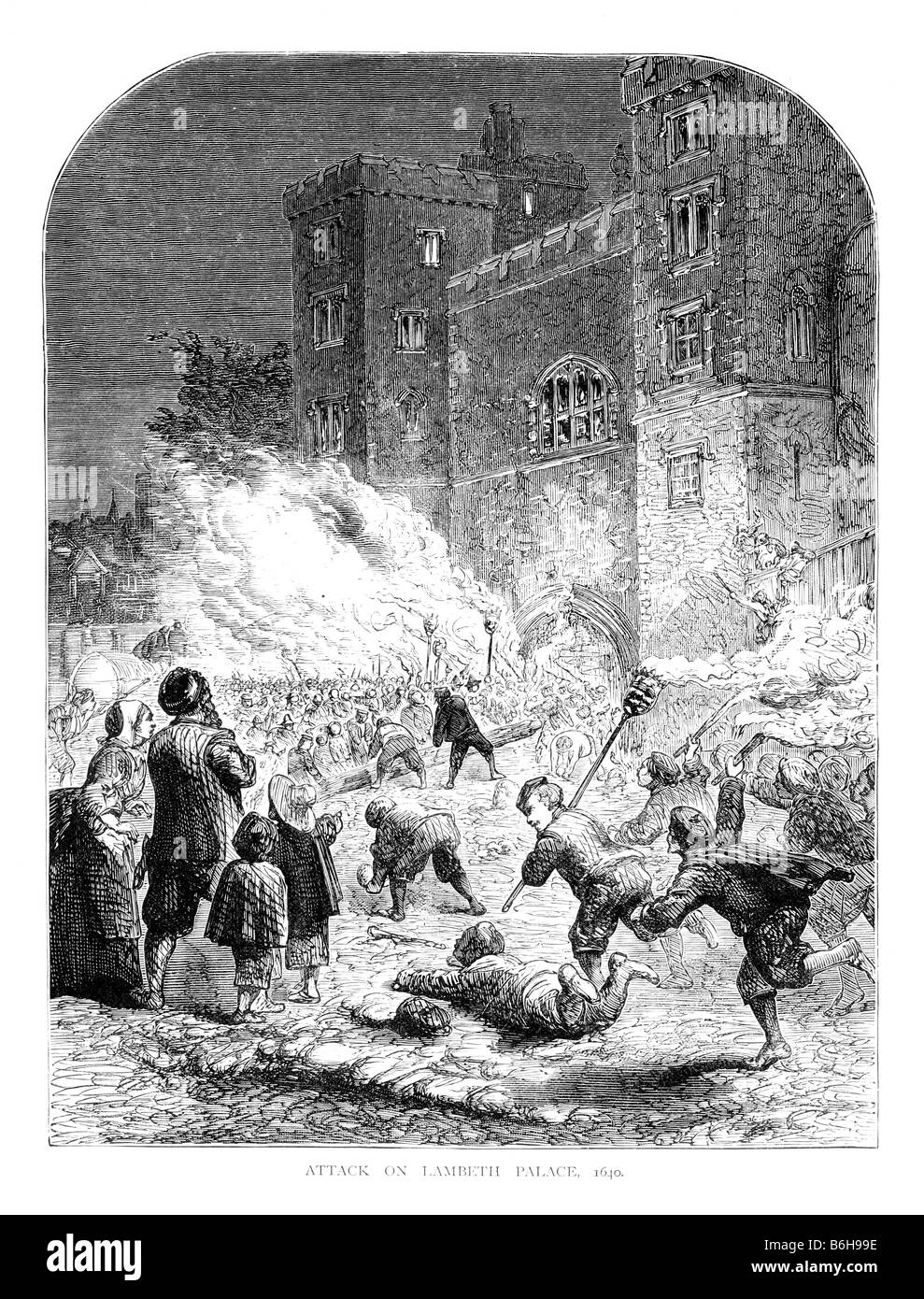 L'attaque de Lambeth Palace 1640 guerre civile anglaise 19e siècle Illustration Banque D'Images