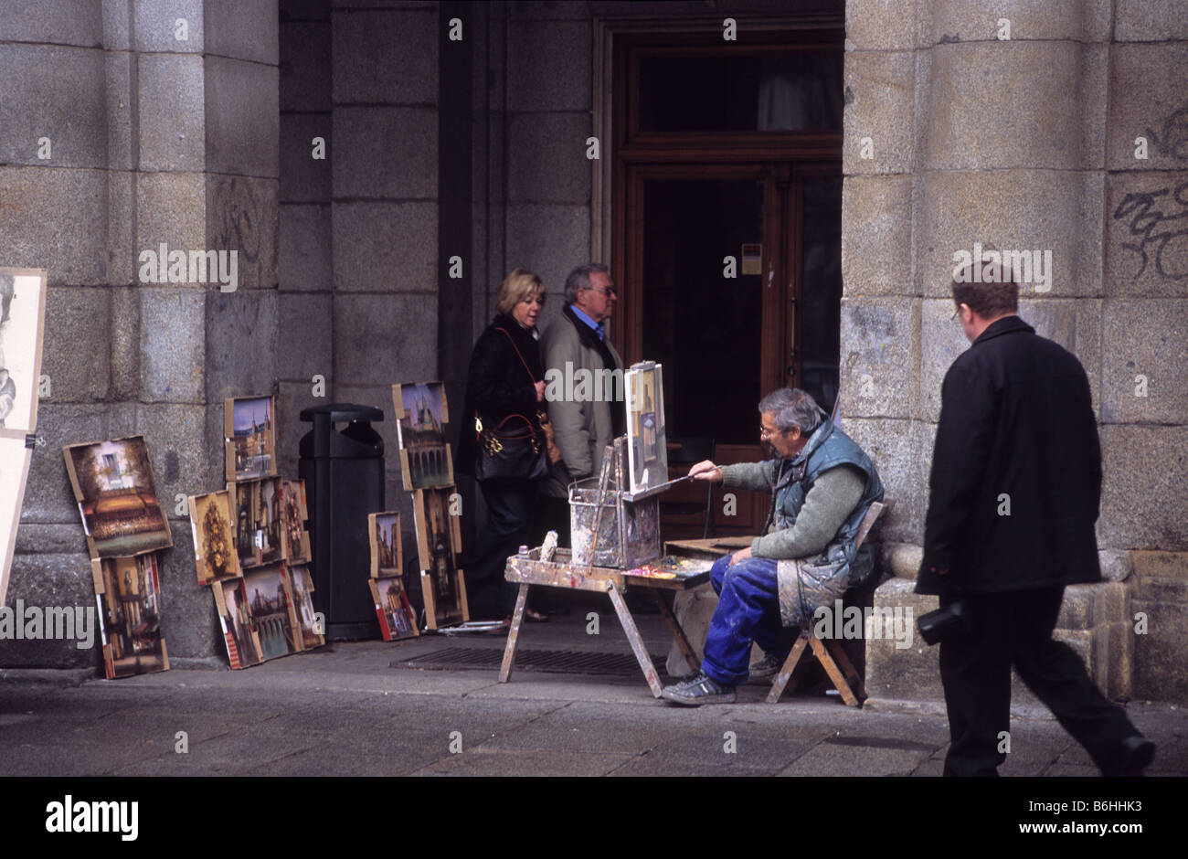 Artiste de rue, au travail sur la Plaza Mayor, Madrid, Espagne Banque D'Images