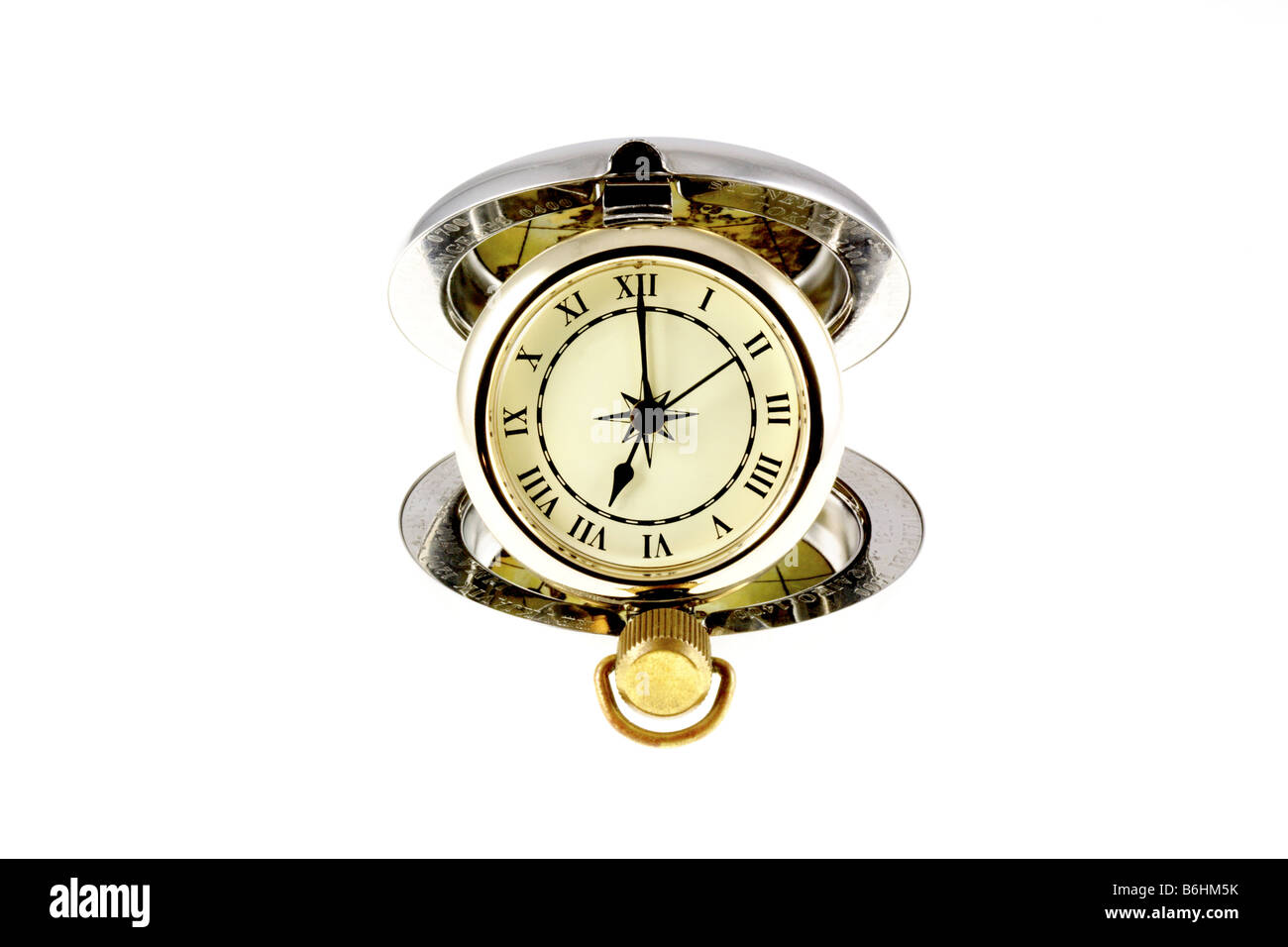 Montre de poche sur fond blanc Banque D'Images