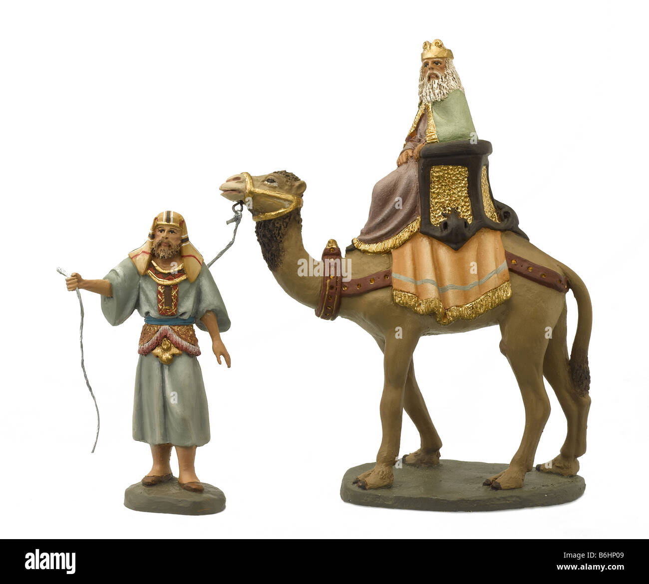 Nativité figures Page et Melchor king Banque D'Images