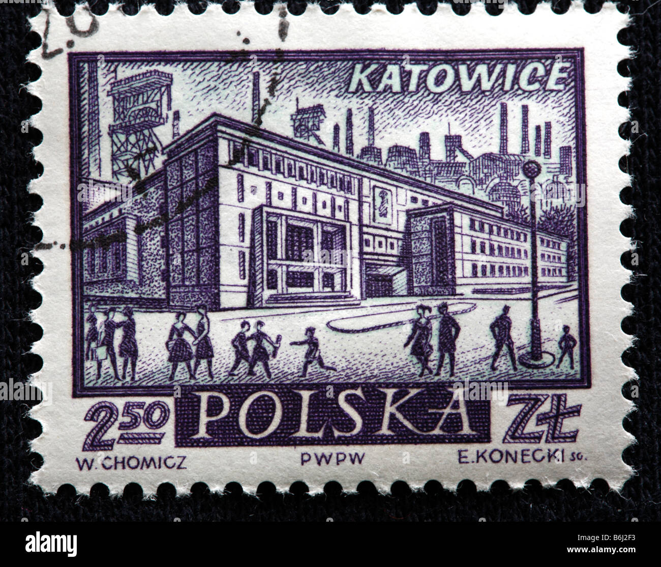 Katowice, Silésie, timbre-poste, Pologne Banque D'Images