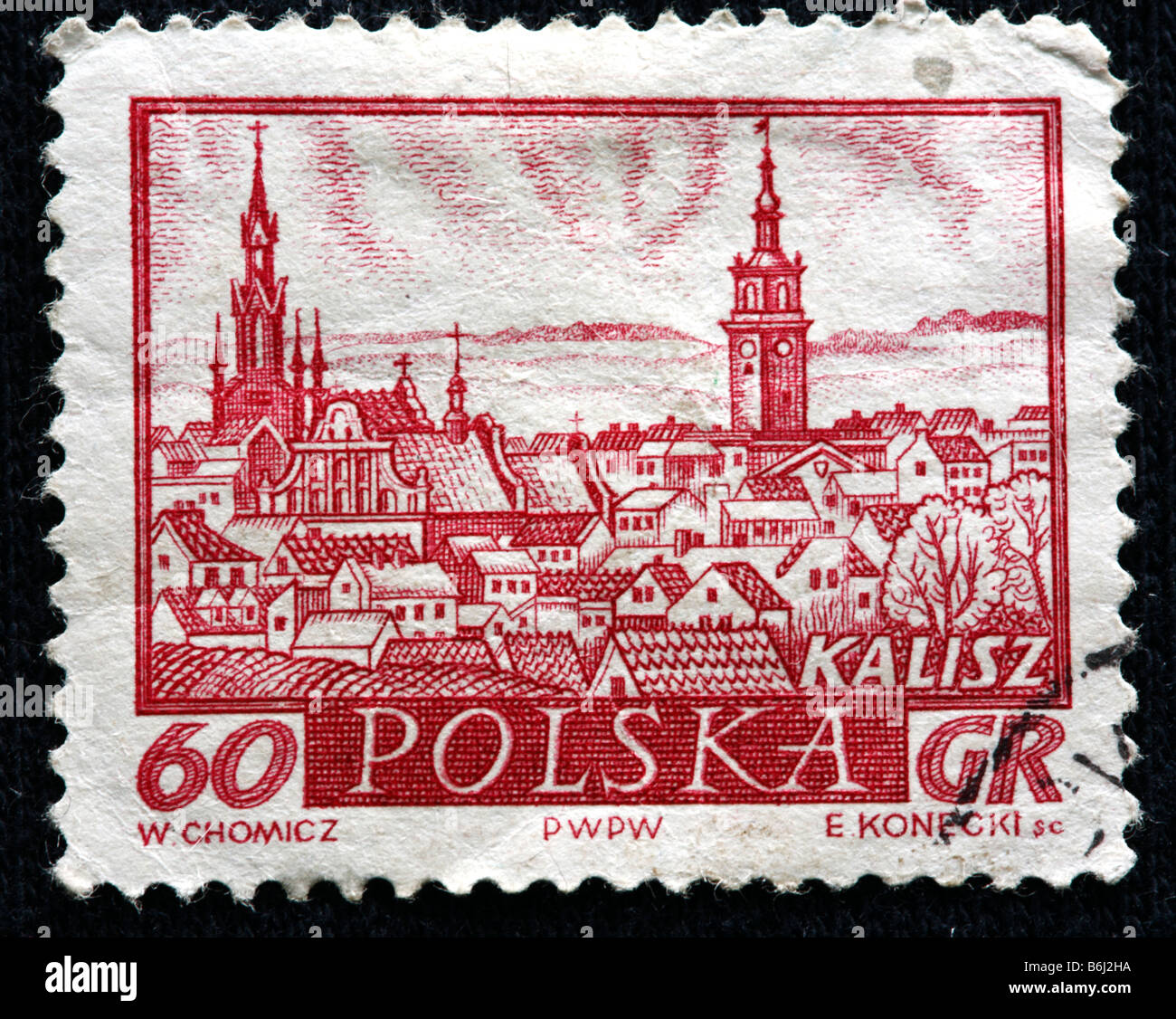 Kalisz, timbre-poste, Pologne Banque D'Images