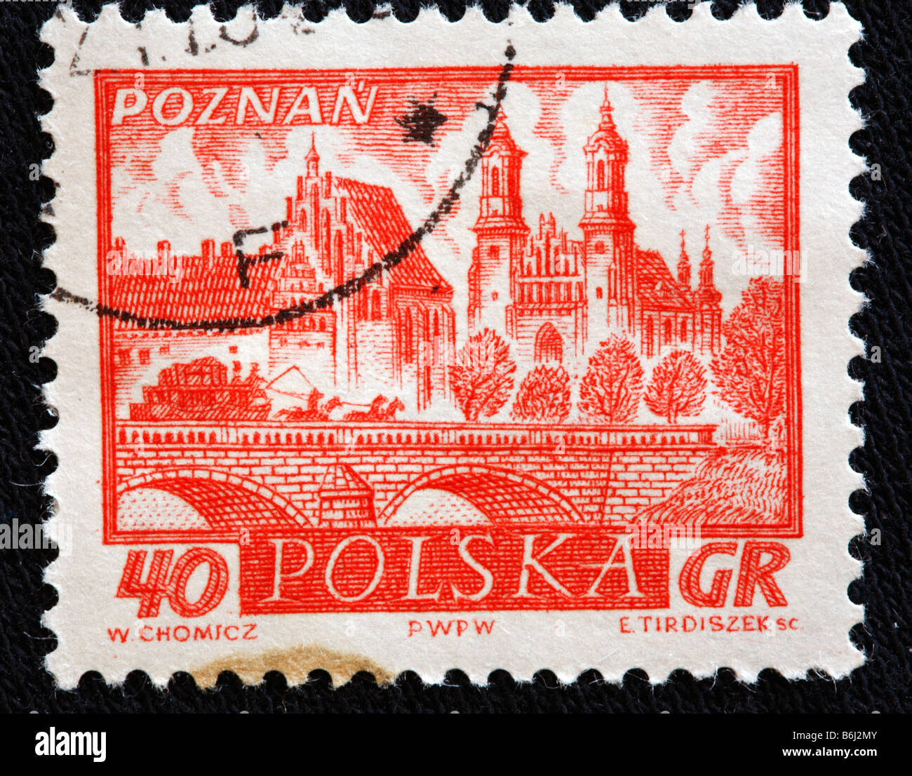 Poznan, timbre-poste, Pologne Banque D'Images