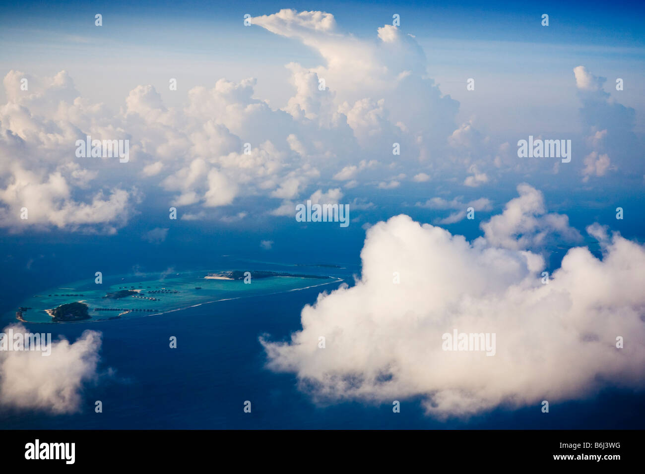 Vue aérienne d'un groupe d'îles des Maldives Banque D'Images