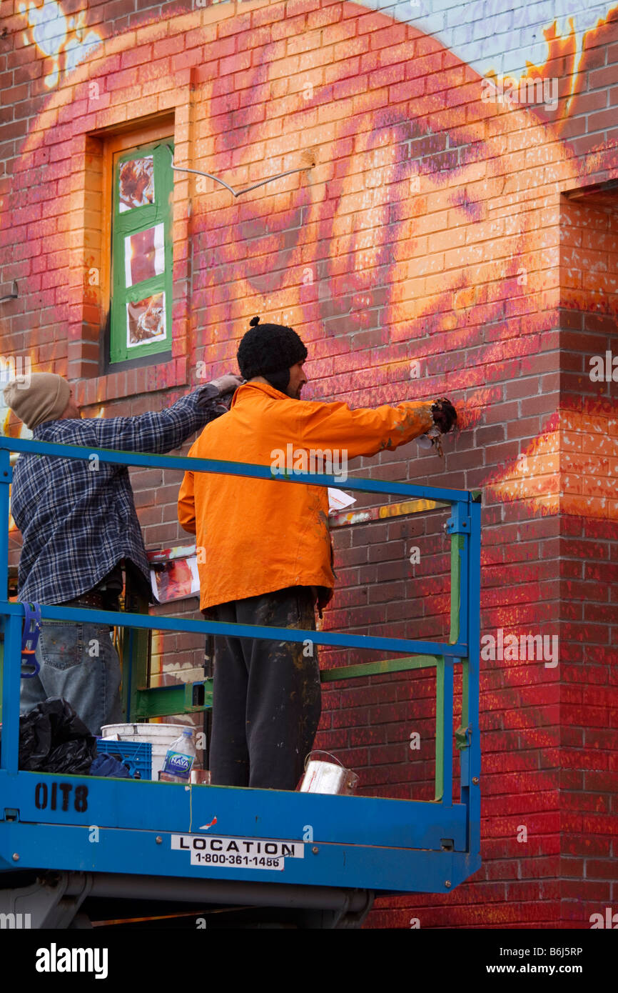 Peinture Les artistes de graffiti wall mural Montréal Québec Canada Banque D'Images